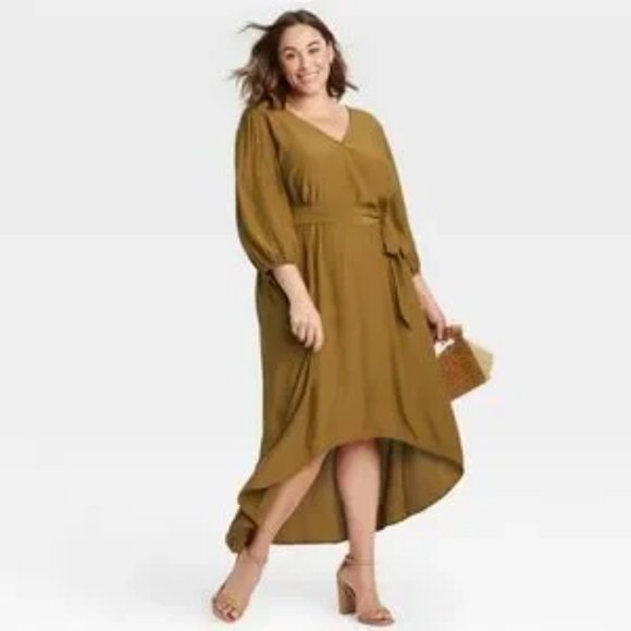 Ava & Viv Faux Wrap High Low Dress - Picture 1 of 8